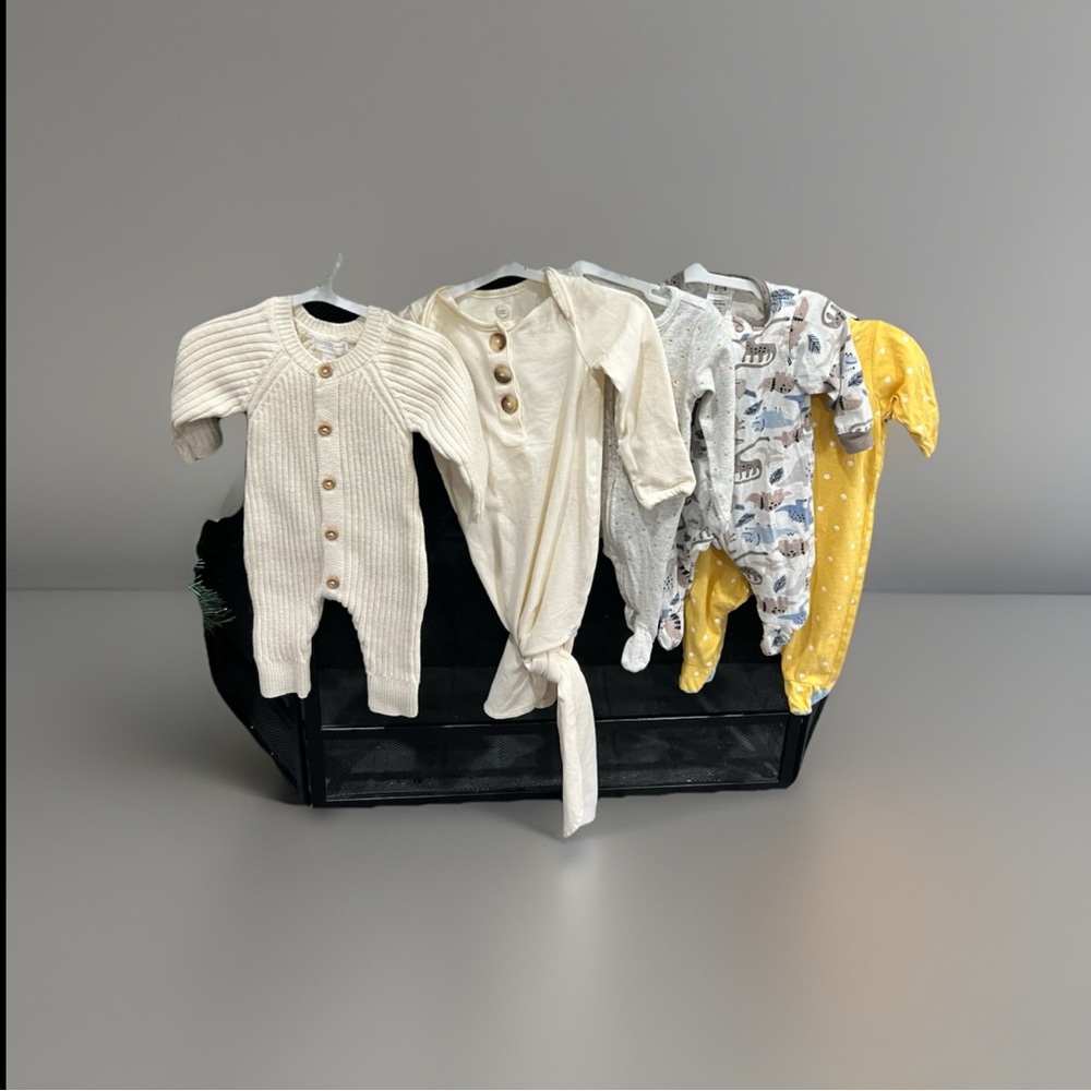 Baby Onesie Bundle in Cream, Gray, and Yellow